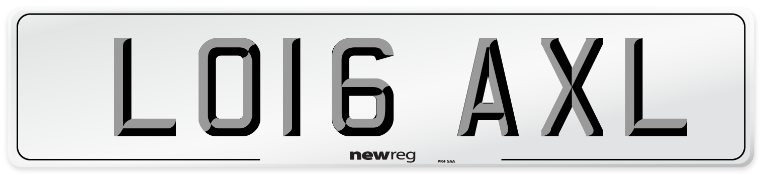 LO16 AXL Number Plate from New Reg